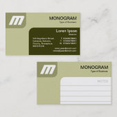 Carte De Visite Panels MonoGram - Tons de Khaki/Olive (Devant / Derrière)