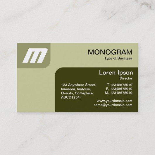 Carte De Visite Panels MonoGram - Tons de Khaki/Olive (Devant)