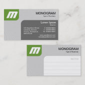 Carte De Visite Panels MonoGram v2 - Avocado et Grey (Devant / Derrière)
