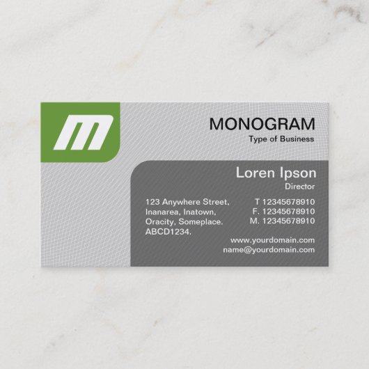 Carte De Visite Panels MonoGram v2 - Avocado et Grey (Devant)