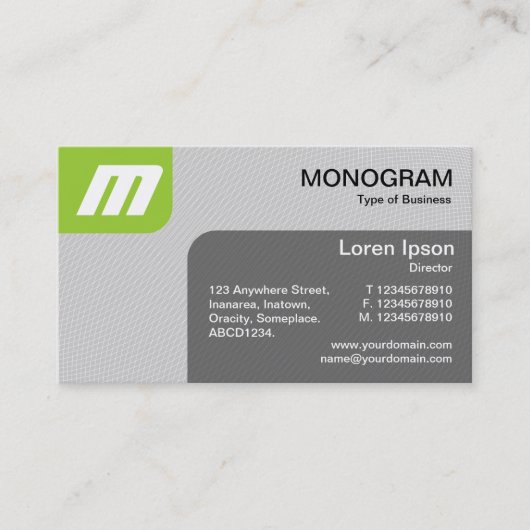 Carte De Visite Panels MonoGram v2 - Martian Green et Grey (Devant)