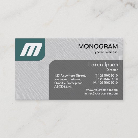 Carte De Visite Panels MonoGram v2 - Moss Green et Grey (Devant)