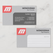 Carte De Visite Panels MonoGram v2 - Tropical Pink and Grey (Devant / Derrière)