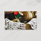 Carte De Visite Panier à coudre avec fil et dentelle (Dos)