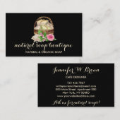 Carte De Visite Panier à savon rustique Marque florale (Devant / Derrière)