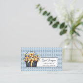 Carte De Visite Panier cadeau bleu et jaune (Debout devant)
