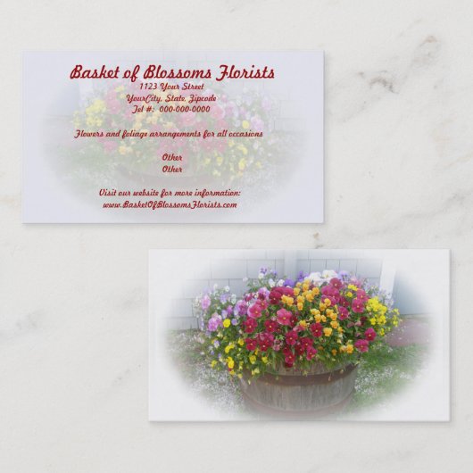 Carte De Visite Panier de fleurs (Devant / Derrière)