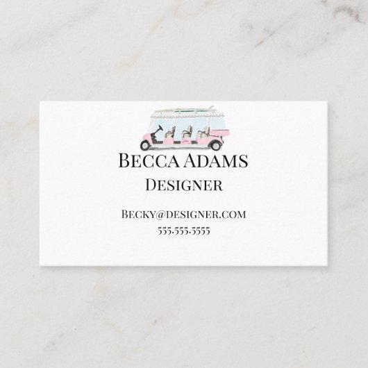 Carte De Visite Panier de golf rose personnalisé (Devant)