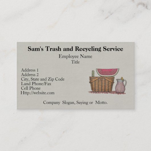 Carte De Visite Panier et pastèque de pique-nique (Devant)