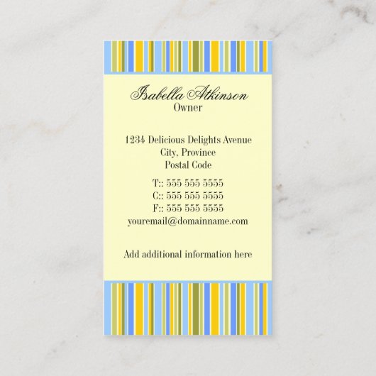 Carte De Visite Panier fait sur commande de cadeau (Dos)