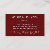 Carte De Visite Panier professionnel de musiciens professionnels p (Dos)
