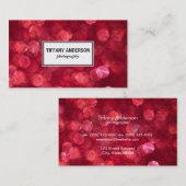 Carte De Visite Panneau blanc Red Bokeh (Devant / Derrière)