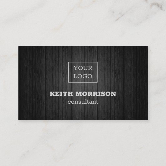 Carte De Visite Panneau Bois Noir Et Logo (Devant)