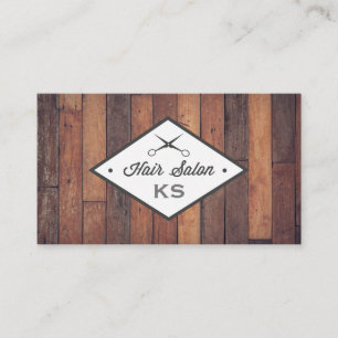Carte De Visite Panneau de bois Coiffeur Salon