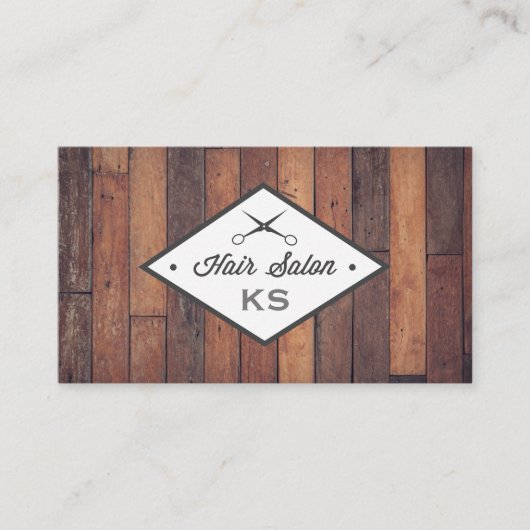 Carte De Visite Panneau de bois | Coiffeur | Salon (Devant)