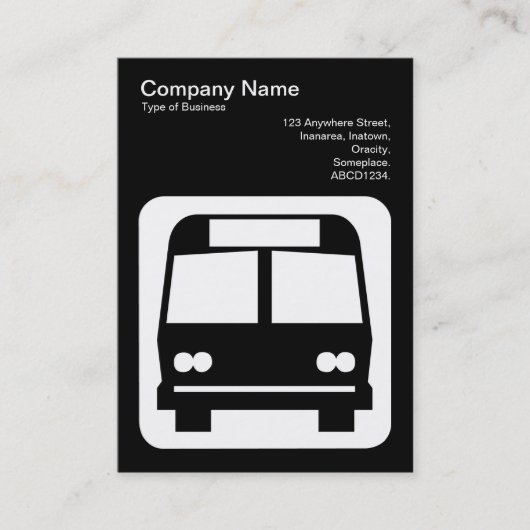 Carte De Visite Panneau de bus - Blanc sur noir (Devant)