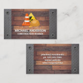 Carte De Visite Panneau de construction et cône | Bois et métaux (Devant / Derrière)