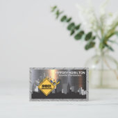 Carte De Visite Panneau de construction et outils | Ville Skyline (Debout devant)