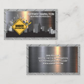 Carte De Visite Panneau de construction et outils | Ville Skyline (Devant / Derrière)