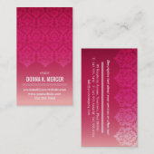 Carte De Visite Panneau de damassé d'Ombre de framboise (Devant / Derrière)