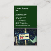 Carte De Visite Panneau de station - Vert foncé (Dos)