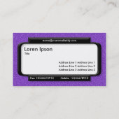 Carte De Visite Panneau élégant - Violet Texte Embossé (Dos)