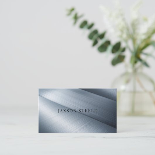 Carte De Visite Panneau en acier brossé (Debout devant)