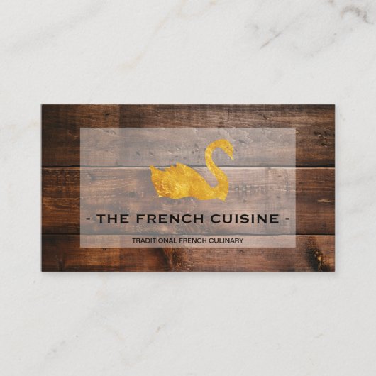 Carte De Visite Panneau en bois de cygne or (Devant)