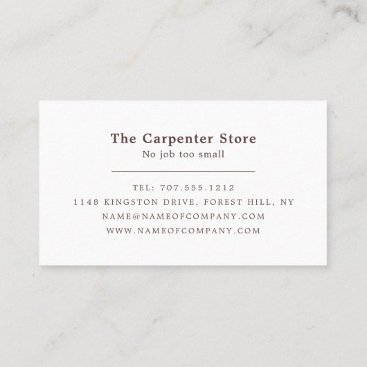 Carte De Visite Panneau en bois, menuiserie, charpentier (Dos)