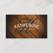 Carte De Visite Panneau en bois Monogramme classique avec texte en (Devant)