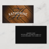 Carte De Visite Panneau en bois Monogramme classique avec texte en (Devant / Derrière)