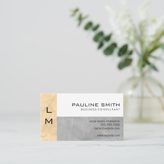 Carte De Visite Panneau Monogramme Trois (Debout devant)