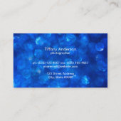 Carte De Visite Panneau noir Bokeh bleu (Dos)