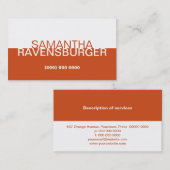 Carte De Visite Panneau orange (Devant / Derrière)