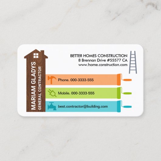 Carte De Visite Panneau Outils de construction résidentielle de bo (Devant)