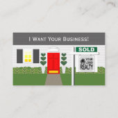 Carte De Visite Panneau Realtor Red Door Maison Blanche Vendu (Dos)