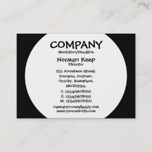 Carte De Visite Panneau rond - blanc avec le noir