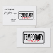 Carte De Visite Panneau routier provisoire de folie (Devant / Derrière)