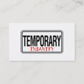 Carte De Visite Panneau routier provisoire de folie (Dos)