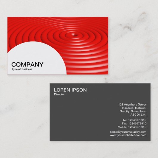 Carte De Visite Panneau semi-cercle - Anneaux concentrés - Rouge (Devant / Derrière)