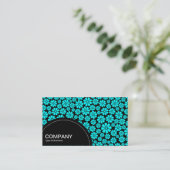 Carte De Visite Panneau semi-cercle (points) - 8 pétales - Cyan su (Debout devant)