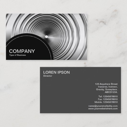 Carte De Visite Panneau semi-cercle (points) - Long Spring B&W (Devant / Derrière)