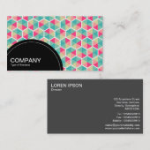 Carte De Visite Panneau semi-cercle (points) - Motif Hexagon 02 (Devant / Derrière)