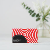 Carte De Visite Panneau semi-cercle (points) - Rouge spirale (Debout devant)