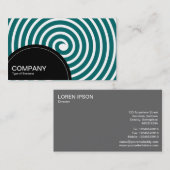 Carte De Visite Panneau semi-cercle (points) - Vert mousse spirale (Devant / Derrière)