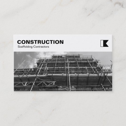 Carte De Visite Panneau supérieur - Construction - Échafaudage N&B (Devant)