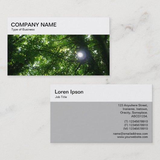 Carte De Visite Panneau supérieur - Soleil brillant à travers les (Devant / Derrière)