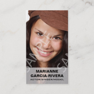 Carte De Visite Panneau transparent blanc de Headshots d'acteur