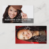 Carte De Visite Panneau transparent de double Headshot d'acteur (Devant / Derrière)