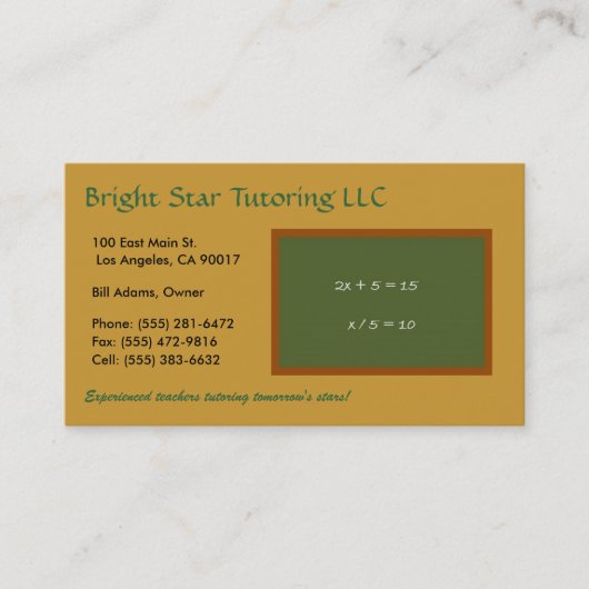 Carte De Visite Panneau vert GL T/T (Devant)